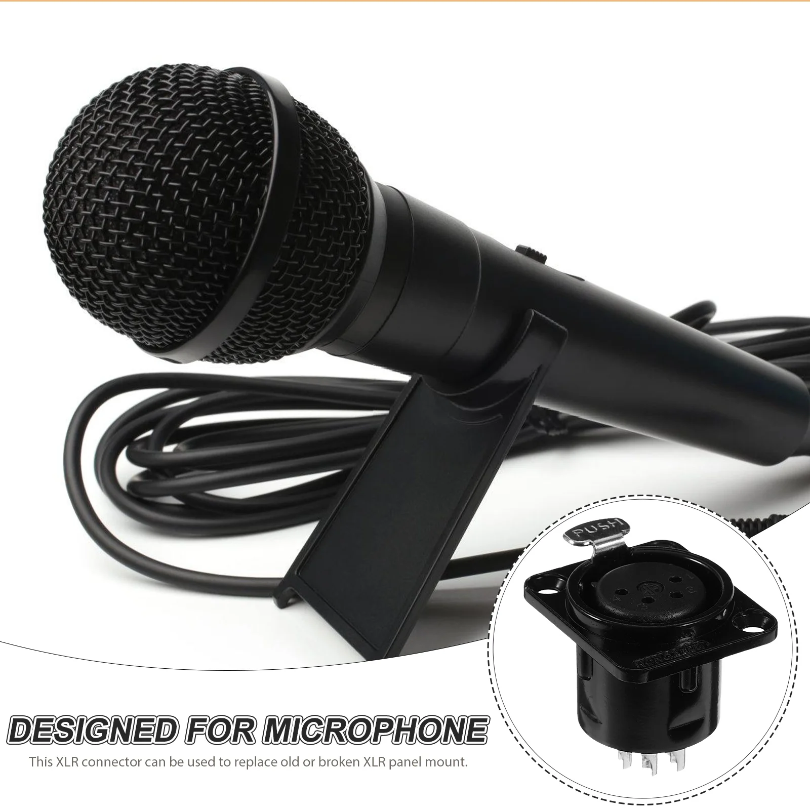 

4pcs Metal XLR Panels 4 Pin Female Sockets Durable Audio Speaker Connectors Microphone Accessories Black Color