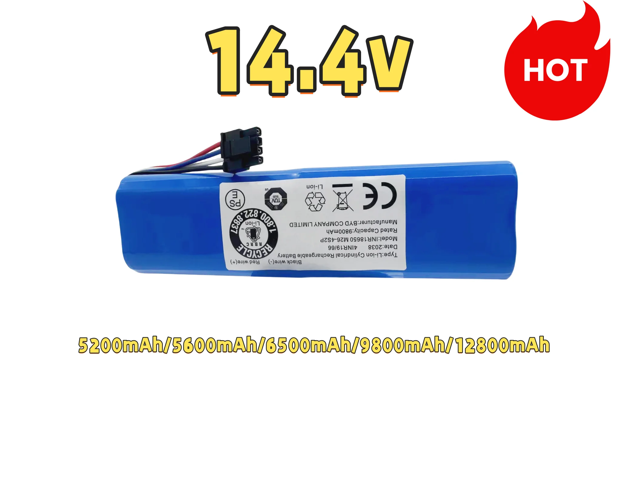 

Replacement 14.4V 12800mAh 18650 Battery Pack - Fits Qihoo 360 S9/X95/X90 & Eufy Robovac L70/L10/T2190ultra-large capacity