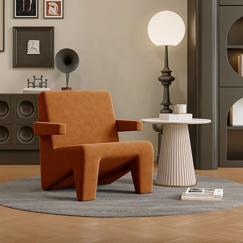 Light luxury cream style fabric single sofa chair living room balcony creative minimalist lazy leisure single chair designer