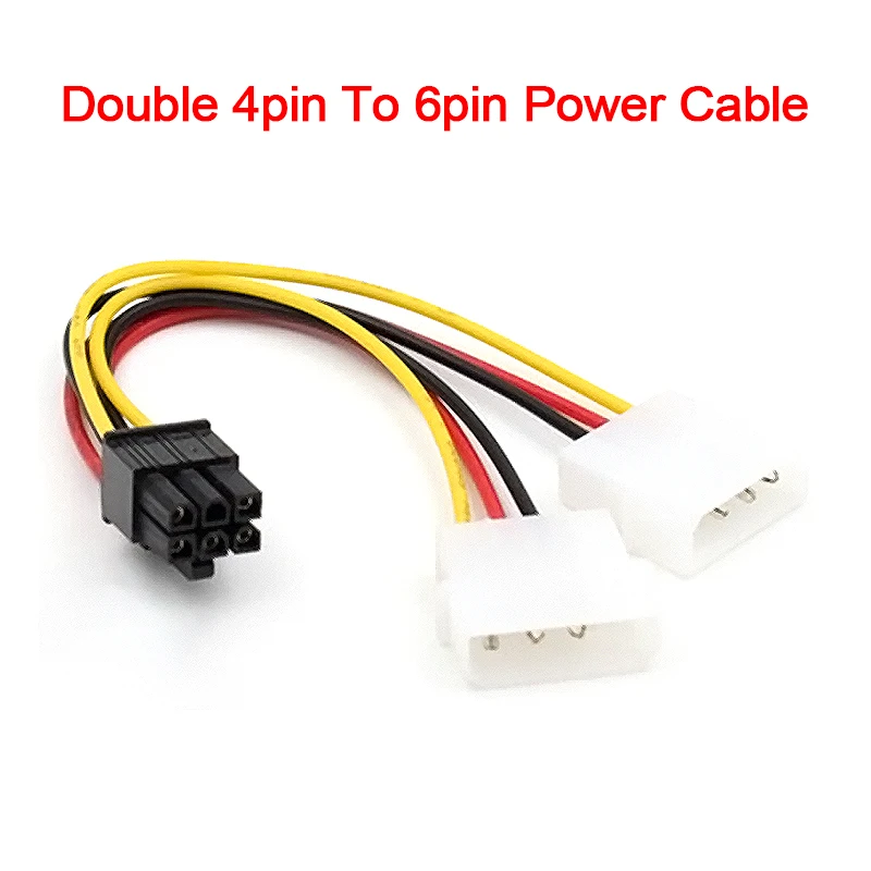 2/4PC 2X 4 Pin Molex to 6 Pin PCI Express PCIE Video Card Power Adapter Cable
