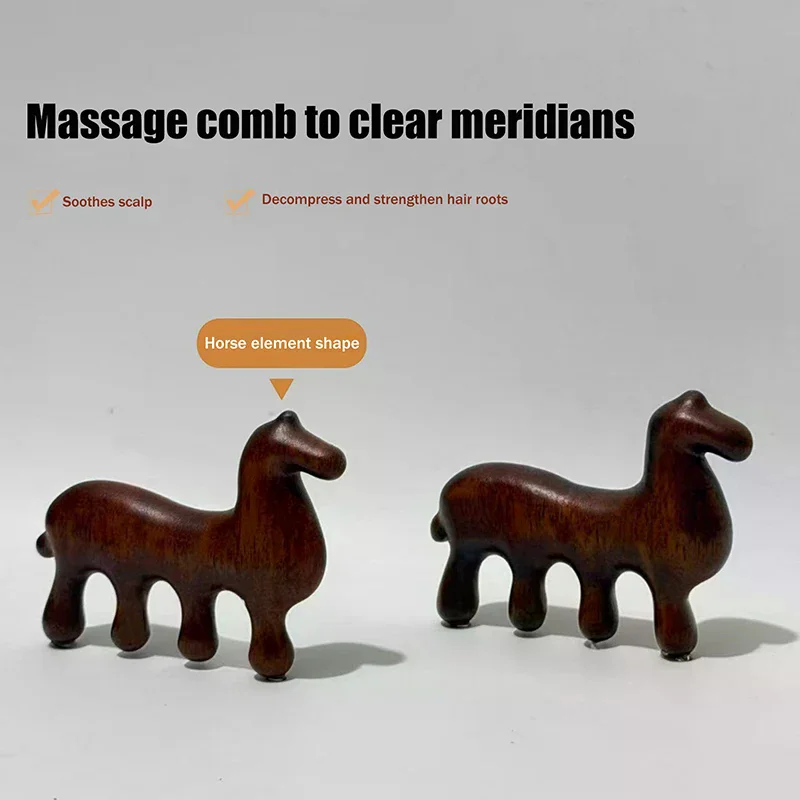 

Sandalwood Meridian Massage Comb Zodiac Horse Design Therapy Massage Comb Coarse Tooth Scalp Point Massage Brush