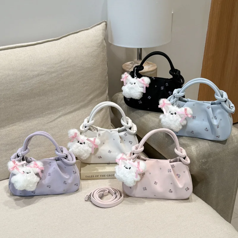 

Simple Floral Handbag for Women 2026 New Versatile Wrinkled Cloud Bag Casual Crossbody Shoulder Bag for Spring and Summer