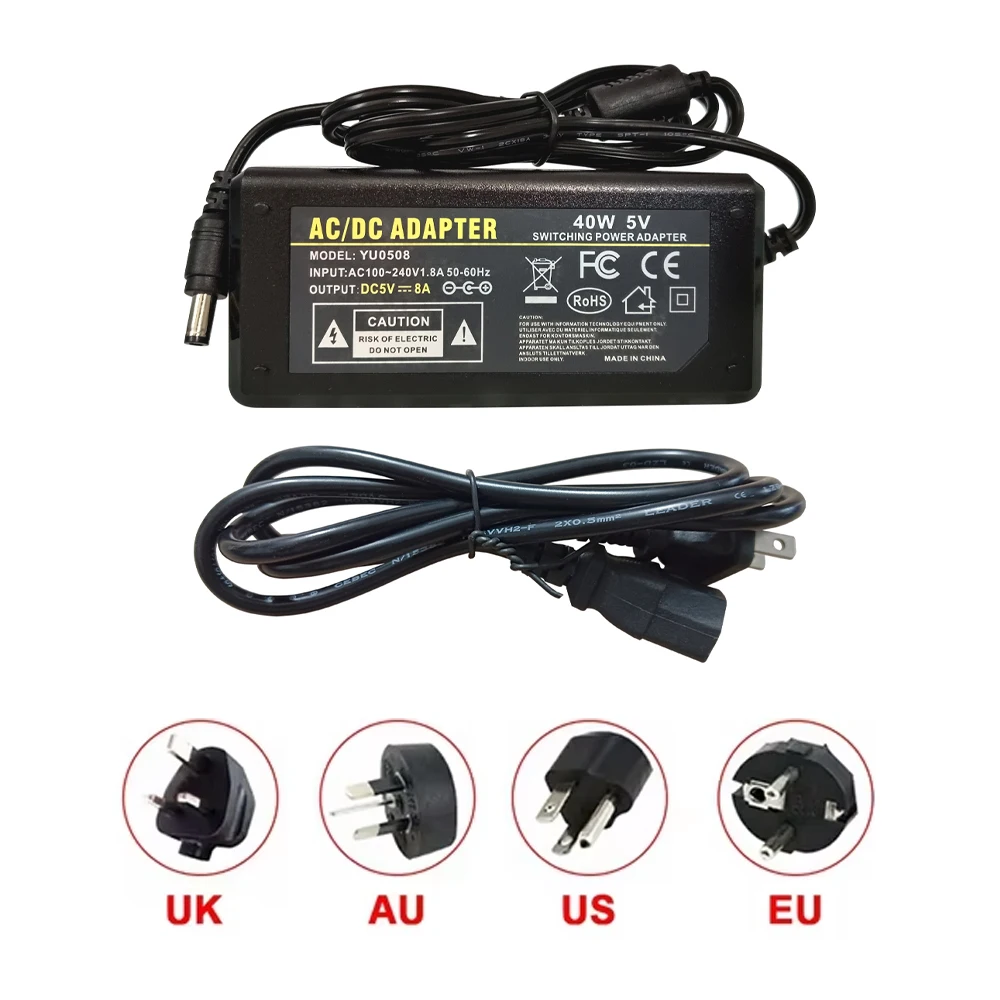 

Вход AC100-240V для выхода DC5/12V 1-10A Трансформатор питания Постоянный адаптер для световой ленты 5050 RGB и вилки AU EU US UK