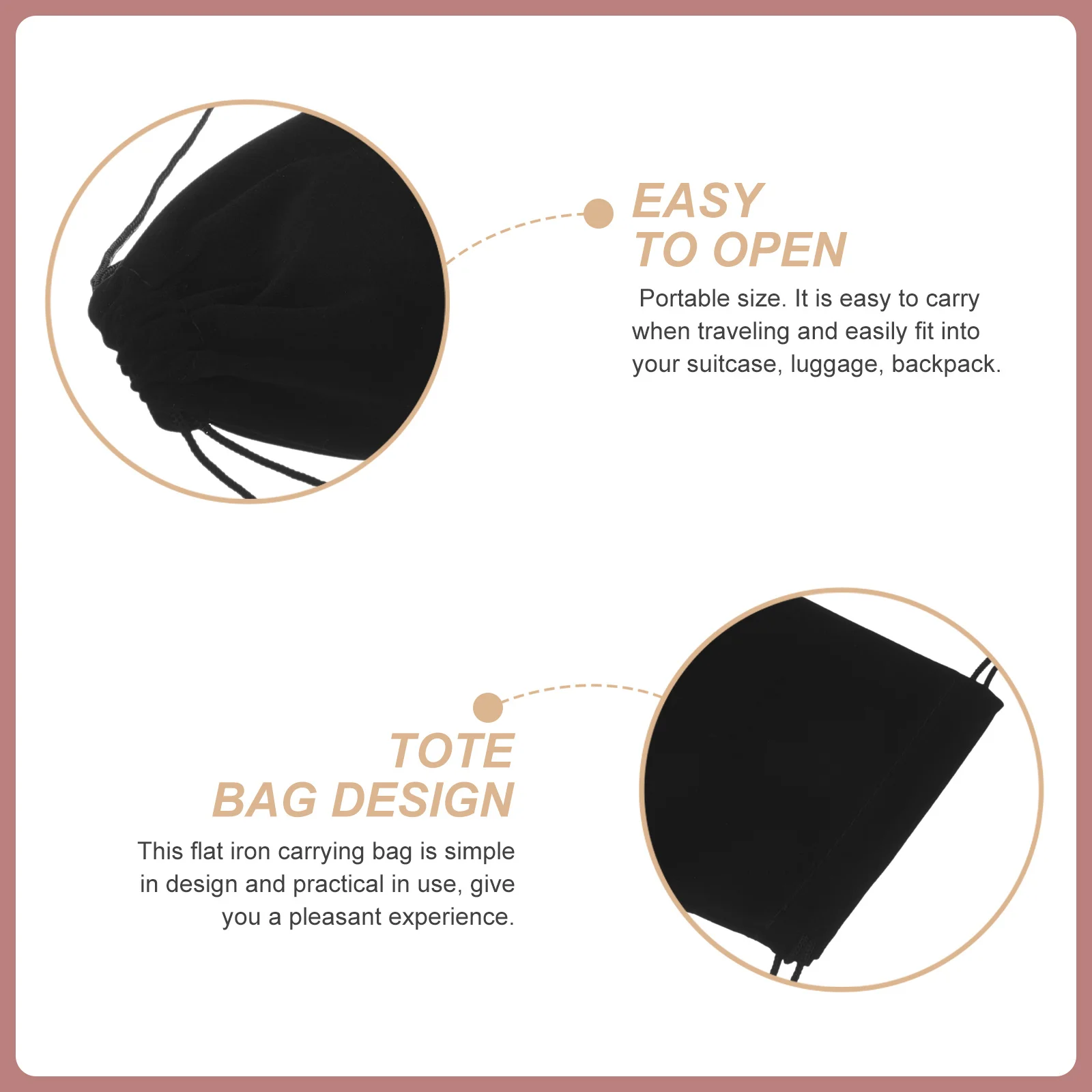 

5pcs Curling Iron Storage Bag Drawstring Closure Portable Travel Size For Flat Iron Hair Tools Holder Durable Pouch Organizer