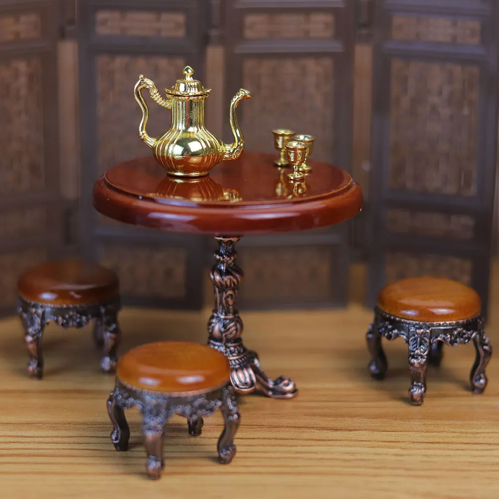 

Миниатюрный деревянный круглый столик, стильный овальный стол, идеально подходит для декора миниатюрных домиков, мебель для кукольных домиков