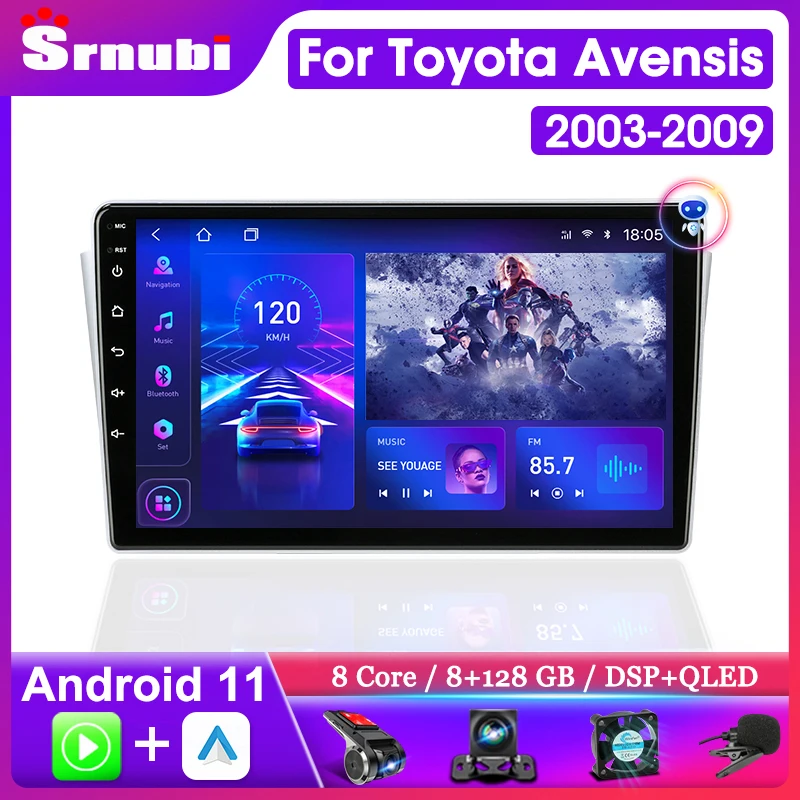 

Srnubi 2 Din Android 12 Car Radio for Toyota Avensis 2003 - 2009 Multimedia Player Navigation GPS Carplay Stereo Auto Head Unit