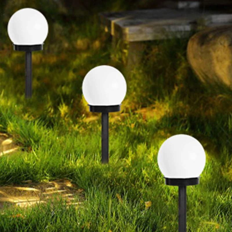 Solar Garden Light Round Ball Bulb Light LED Outdoor Waterproof Landscape Villa Lawn Light Ground Plug Light Garden Decorative