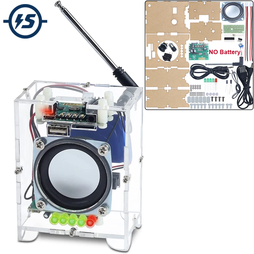 DIY elektroniczny zestaw radiowy Bluetooth kompatybilny głośnik wzmacniacz 87-108MHz odbiornik radiowy FM U-disk/TF moduł odtwarzacza muzyki karty