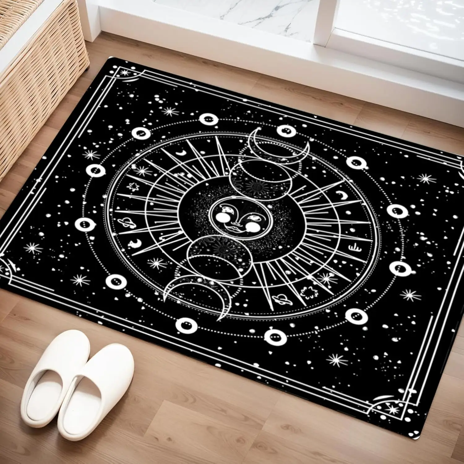 

Коврик «Солнце и Луна» с фазой Луны, ведьмы, небесный ковер, черно-белый ковер в стиле бохо, нескользящий ковер для спальни, гостиной, кухни, общежития