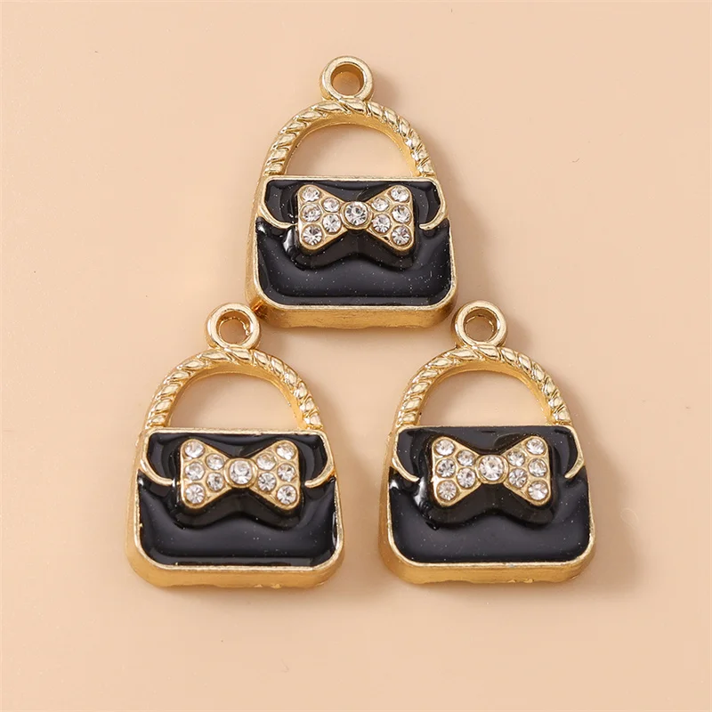 Leslie 10 Stück 16 x 23 mm niedliche Kristall-bunte Handtaschen-Charms-Anhänger, passend für DIY-Schmuckherstellung, handgefertigte Ohrringe, Halsketten, Basteln – Detail 5