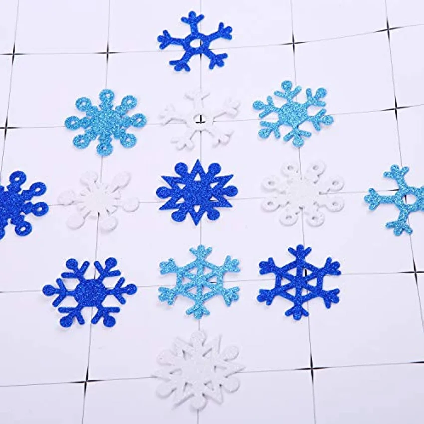 50 Pieces Glitter Snowflakes Foam Stickers Self-Adhesive Winter Snowflake  for Christmas Party and DIY Craft Projects