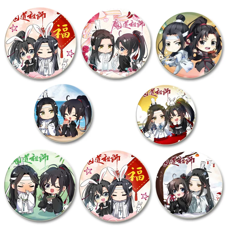 Anime Mo Dao Zu Shi Brooch Lan Zhan/wei Wuxian Cartoon Badge Lan Wangji Wei Ying Button Pins Cosplay Souvenir Toy Cute Fans Gift