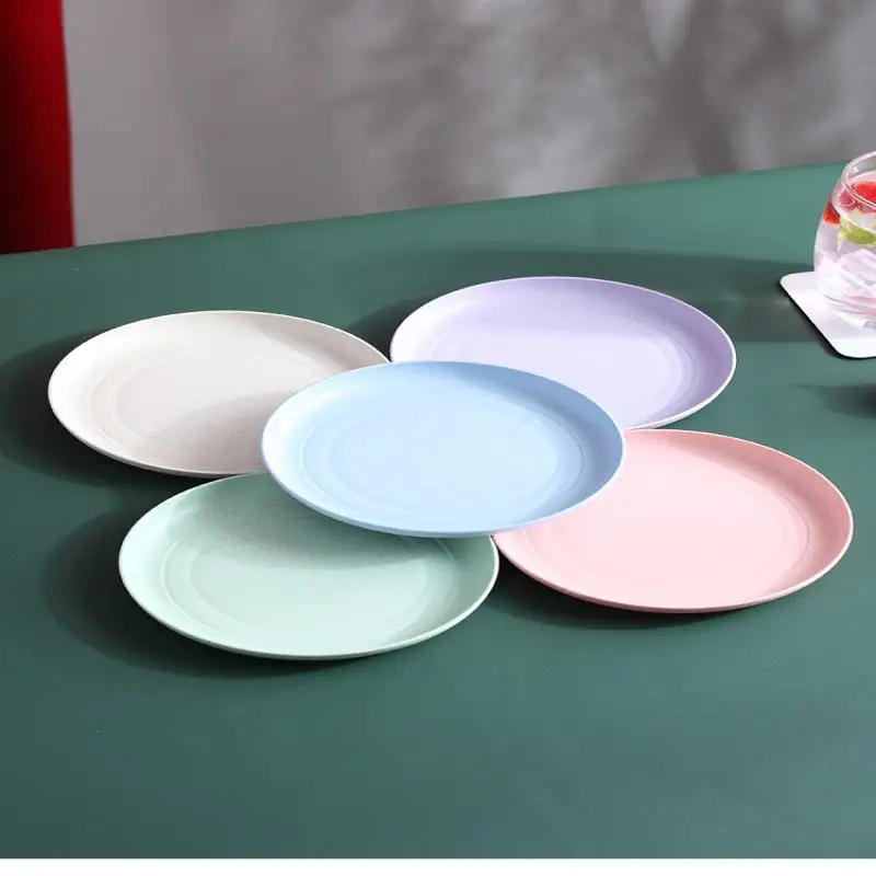 Outdoor 5pcs/set Nordic Wheat Straw Plate Fruit Vegetable Plate Bone Spitting Plate Tableware Plate view 5
