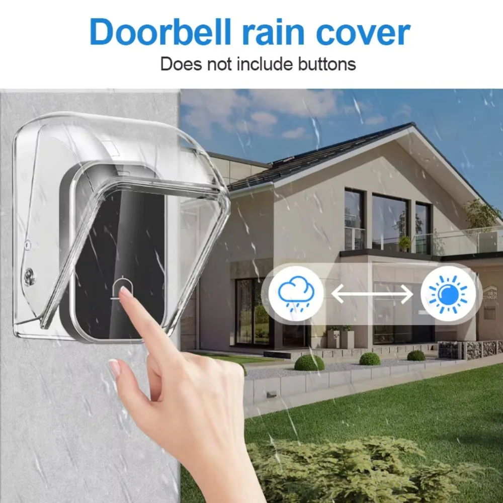 

New Waterproof Wireless Doorbell Cover Dustproof Rain Cover Electric Plug Cover Transparent Bell Button Protector for Home