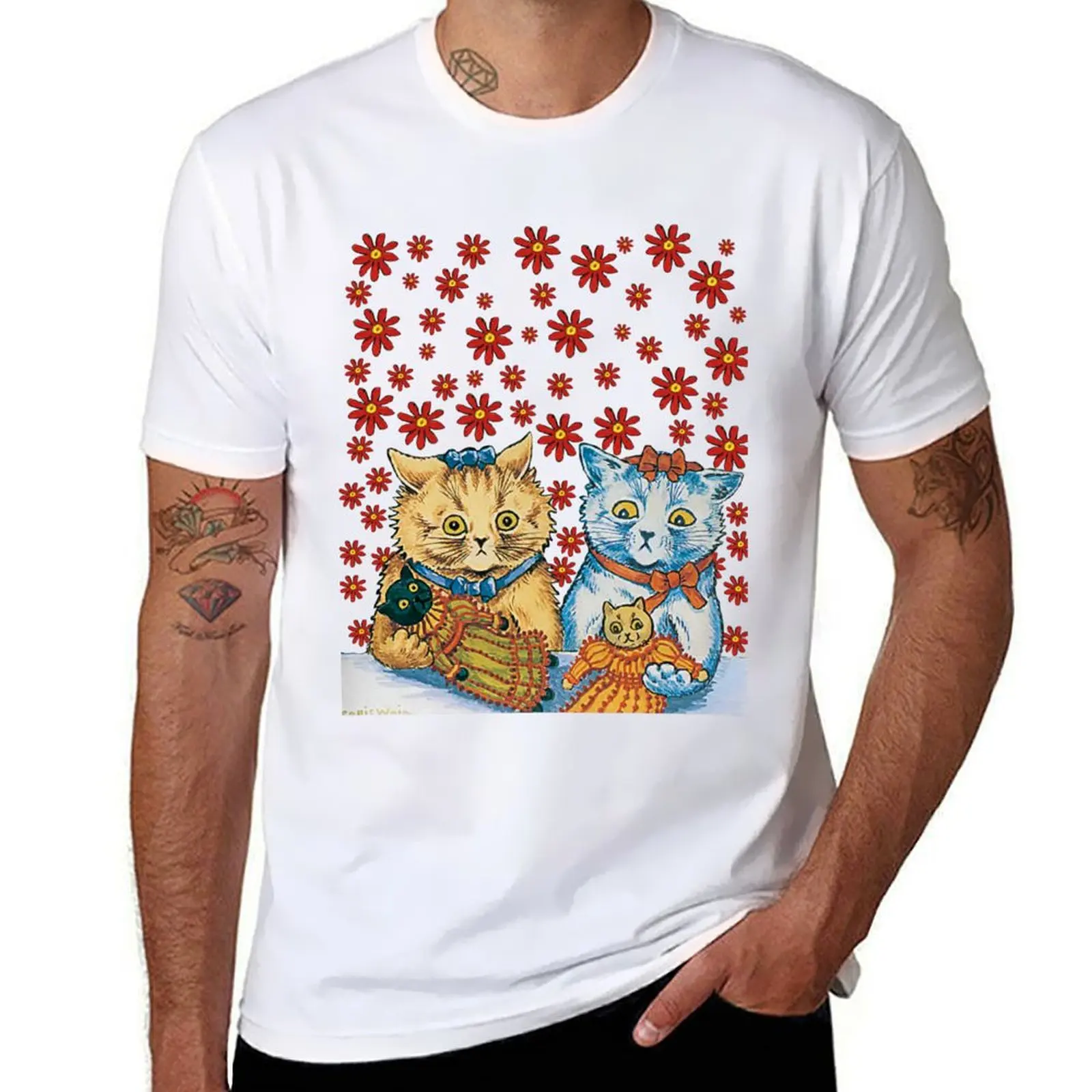 

Louis Wain - Cats with dolls T-Shirt cotton t shirts man 100% man tshirt T-Shirt