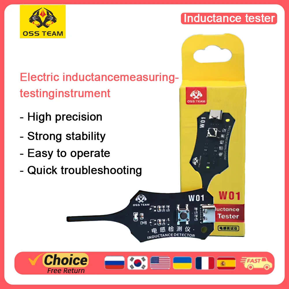 

Тестер индуктивности OSS W01 Type C, тестер катушек материнских плат, инструмент для обнаружения неисправностей компонентов мобильных телефонов, диагностики и ремонта