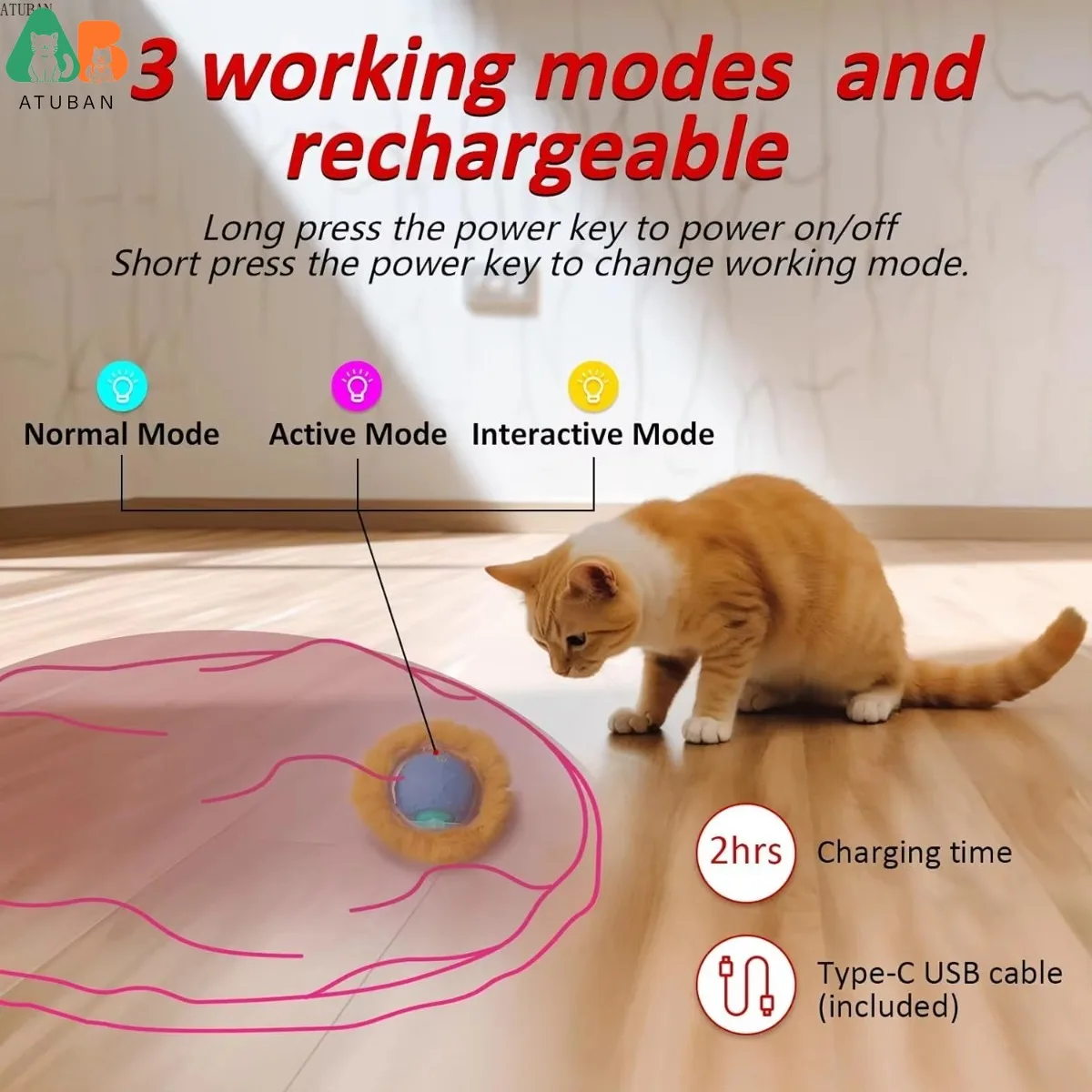 ATUBAN Electric Cat Toys,Hide and Seek Kitten Toy,Motion Activated Interactive Cat Toy,Hiding Cover Exercise Toy for Indoor Cats