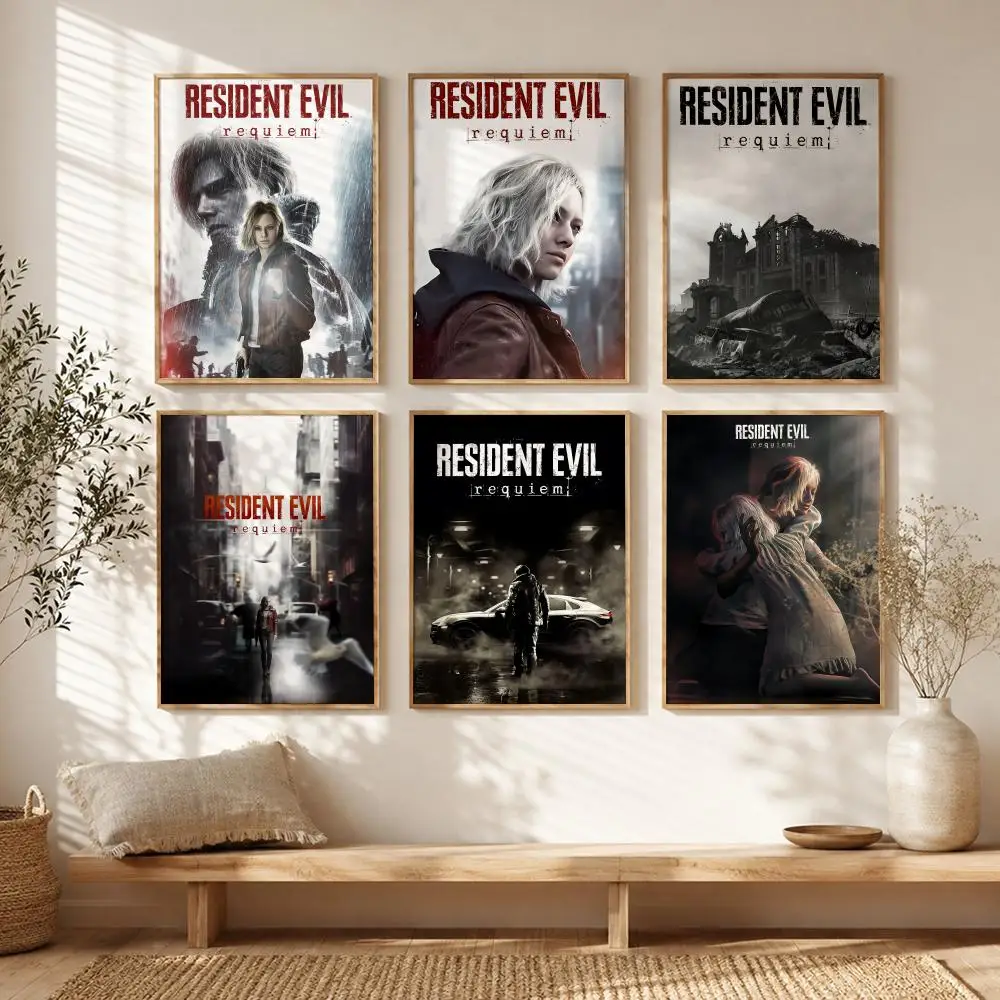 Horror Game R-Resident Evil Requiem Poster All-match HD Waterproof Self-Adhesive Wall Art Sticker For Home Bedroom