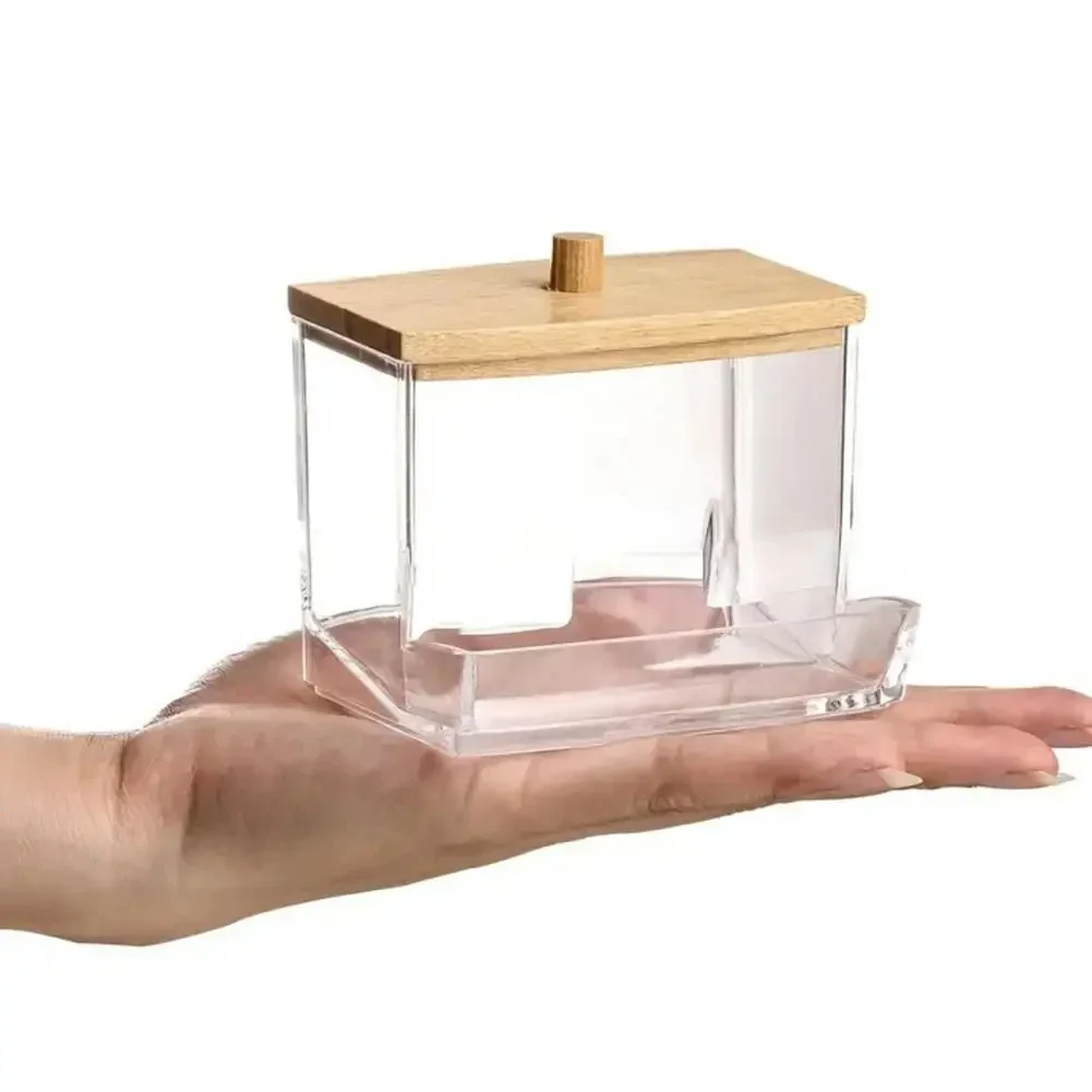 1 Piece Acrylic Storage Box Cotton Swab Makeup Box Transparent Cotton Swab Storage Box Makeup Storage Box Bathroom Bedroom Stora