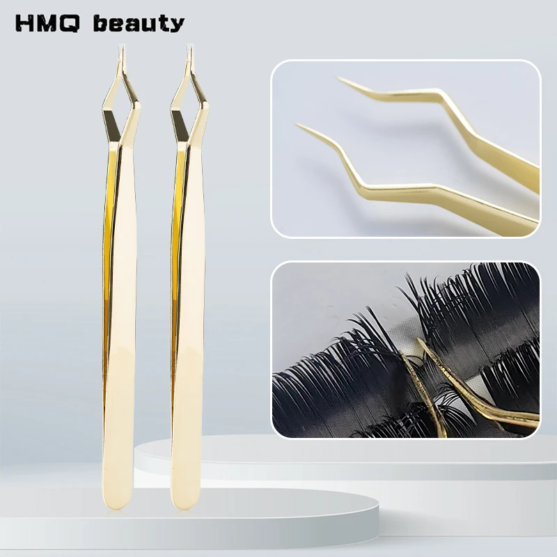 New Design Lash Extension Tweezers Stainless Steel High Precision Quick-Separator Curved Tip Tweezers Professional Makeup Tools