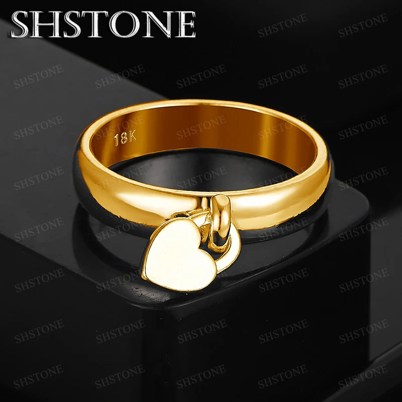 

High Quality 18k Gold Heart Circular Ring Women Party Engagement Wedding Exquisite Jewelry Versatile Jewelry Gifts Wholesale