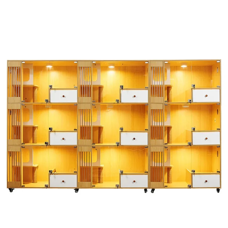NEW Cat Cage Villa Solid Wood Pet Breeding Foster Cat Shop Display Cabinet Cat House
