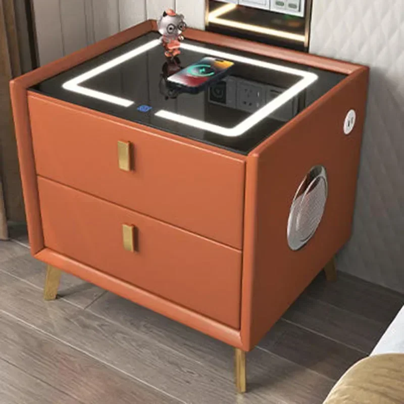 Wooden Furniture Bedside Tables Smart Mute Room Modern Luxury Laden Drawers Smart Basses Bedsides Table Szafka Nocna Furniture