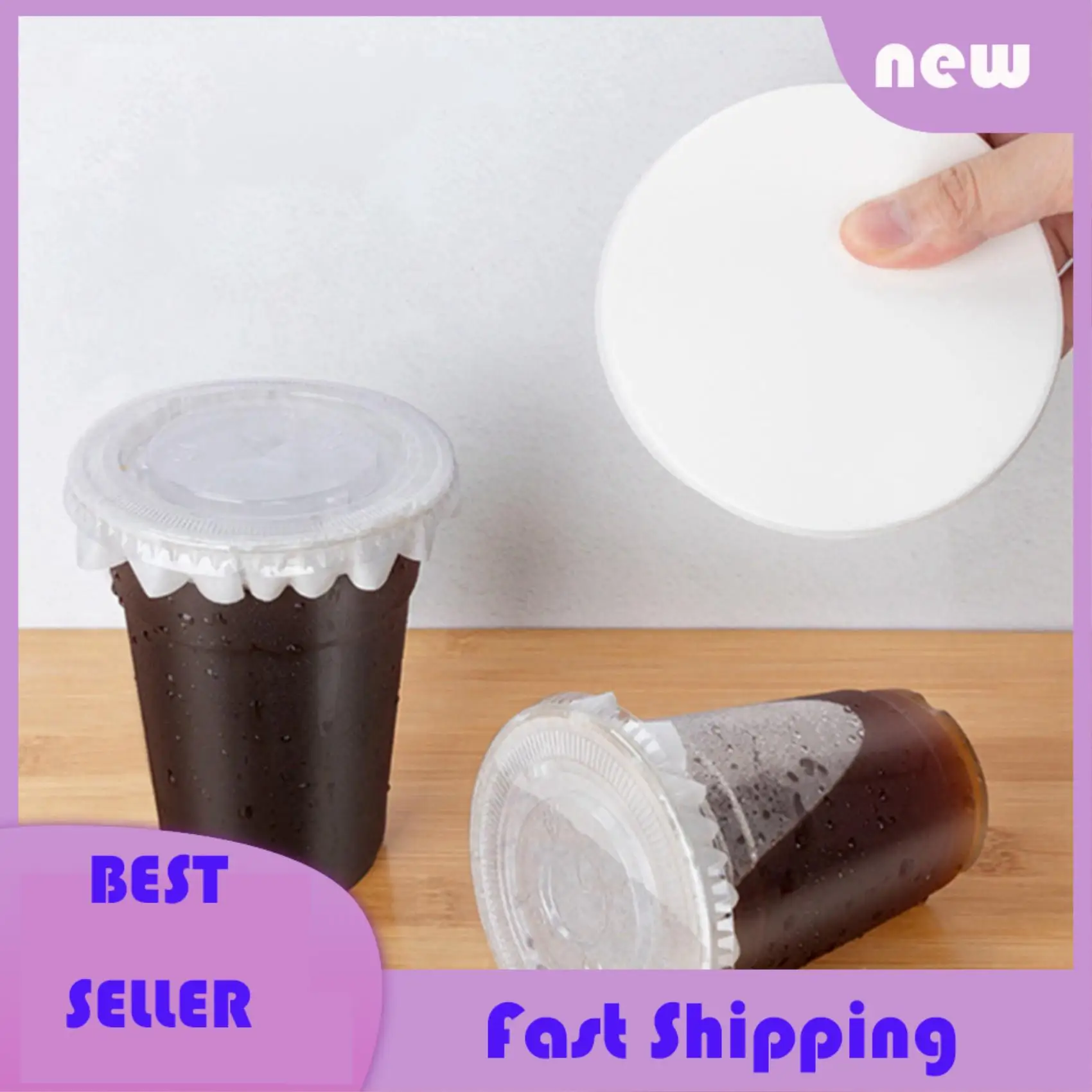 Necessary 1000X Round Shape Leak Proof Paper Film Coffee Spill Proof Gasket Leak Proof Paper Films,For 7-9.5Cm Cup
