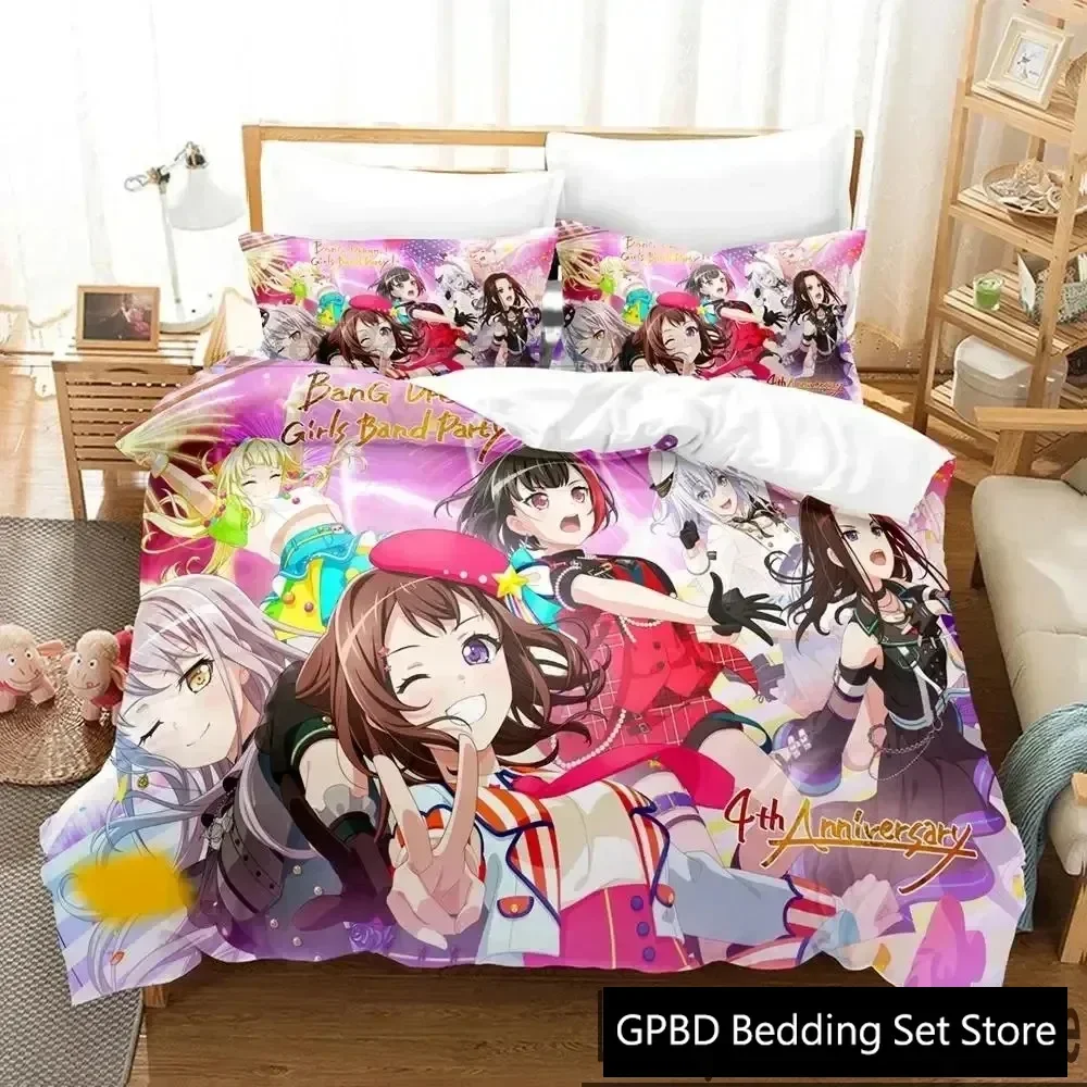 

3D Print BanG Dream Anime Girls Band Party Bedding Set Boys Girls Twin Queen King Size Duvet Cover Pillowcase Bed boys Adult