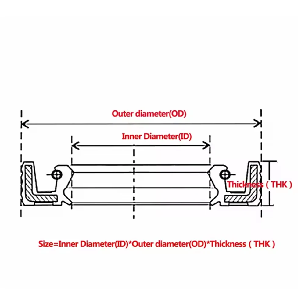 1 peça vedação de óleo quadro fkm tc/tg4 junta de borracha fluorada vedação três anel labial eixo rotativo resistência a óleo de água id 52/55/56-58mm