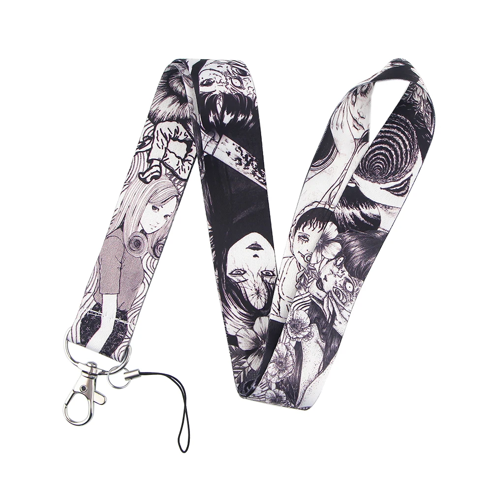 Halloween Horror Movie Theme Lanyard Keychain ID Credit Card Cover Pass Mobile Phone Charm Neck Straps Key Holder Accessories