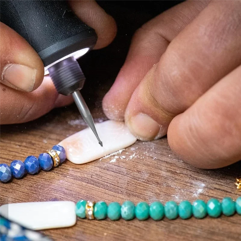 AT13 24 قطعة 3/32 بوصة (2.3 مللي متر) لقمة ثقب نحت الخشب الصلب المستديرة للأدوات الدوارة المتوافقة مع قلم النقش