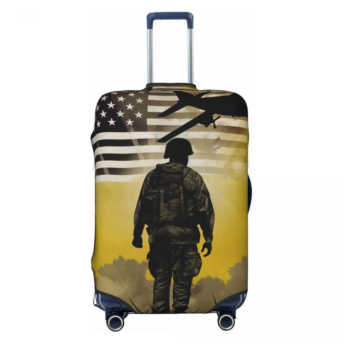 

Memorial Day American Air Military Soldiers Veteran Print Luggage Protective Dust Covers Elastic Waterproof Suitcase Cover