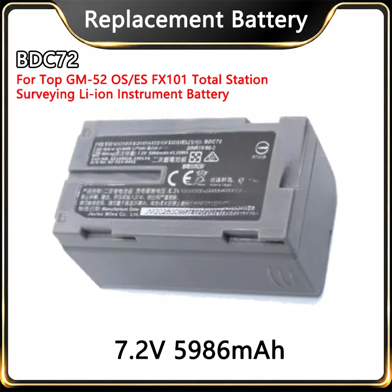 High Quality New BDC72 Battery 7.2V 5986mAh For Top GM-52 OS/ES FX101 Total Station Surveying Li-ion Instrument Battery