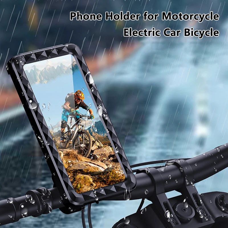 Waterproof Motorcycle Bike Mobile Phone Holder Rear View Mirror Stand Universal Bicycle GPS 360° Adjustable Moto Cellphone Holde