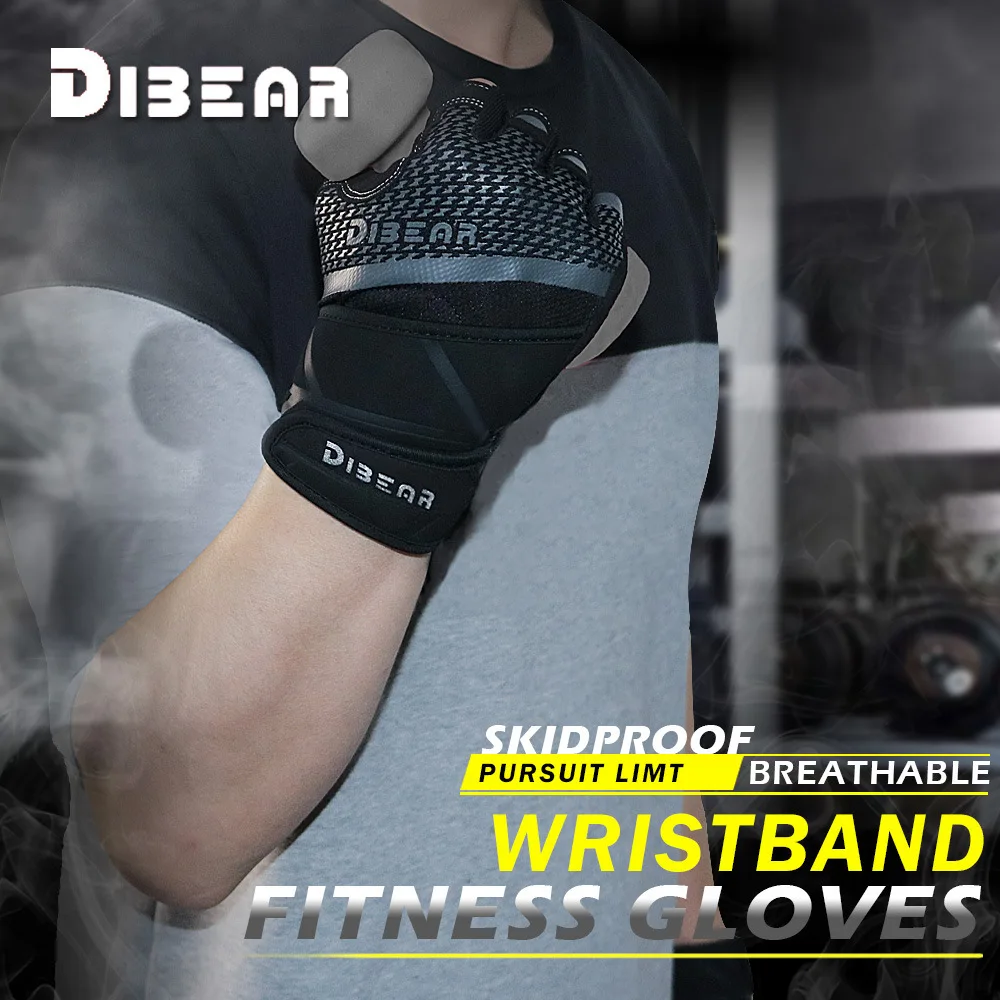 1 Pair Weightlifting Gym Gloves Dumbbell Bodybuilding Training Fitness Glove Yoga Crossfit Workout Glove with Long Wrist Support