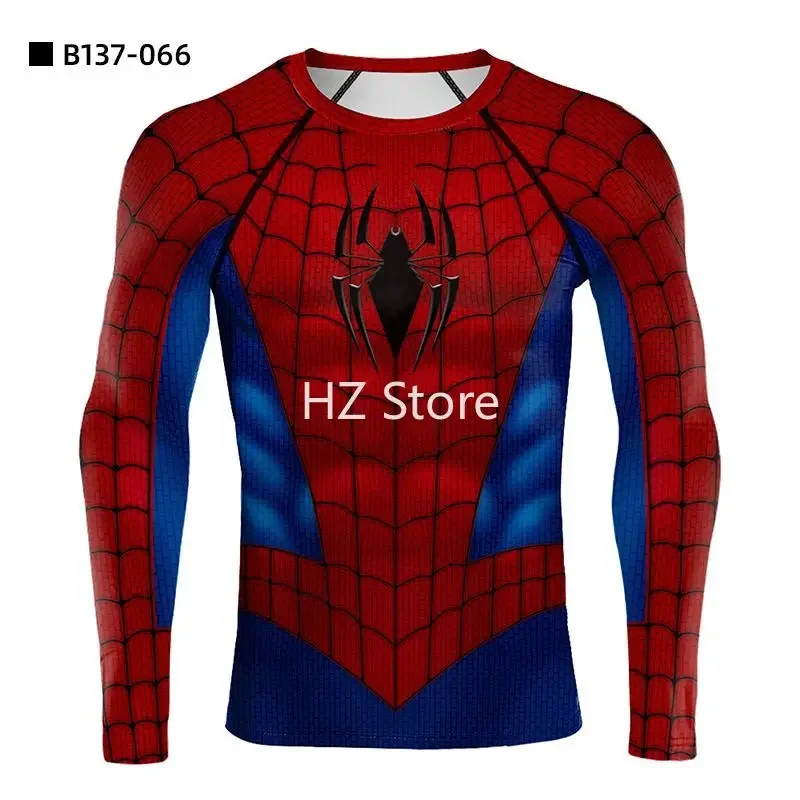 Marvel Spider-Man No Way Home Halloween Cos Suit Sports Fitness Suit T-shirt Quick Dry Round Neck Long Sleeve Tight Top Gift