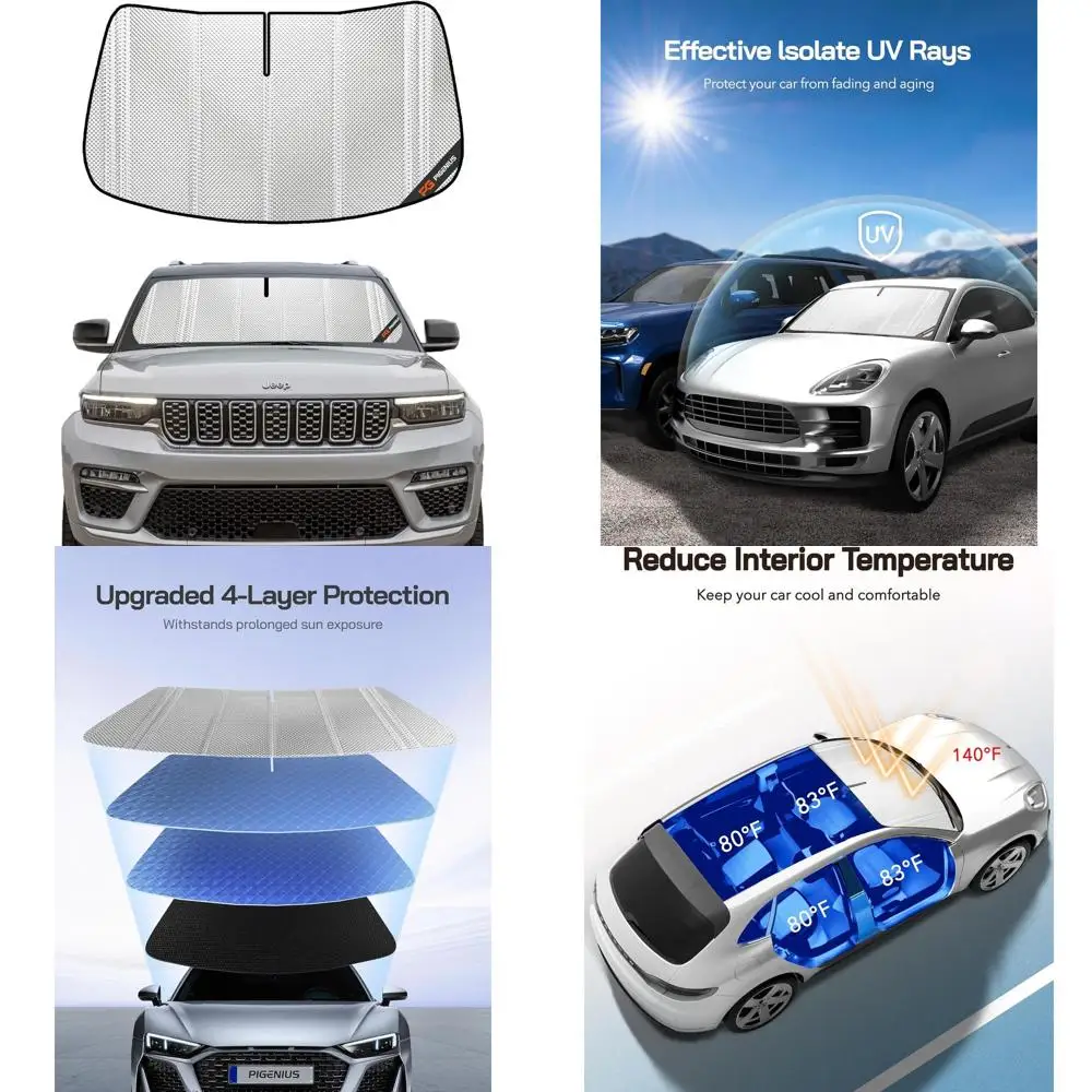 

2022-2025 Grand Cherokee Full-Coverage Windshield Sun Shade with Rearview Mirror Protection