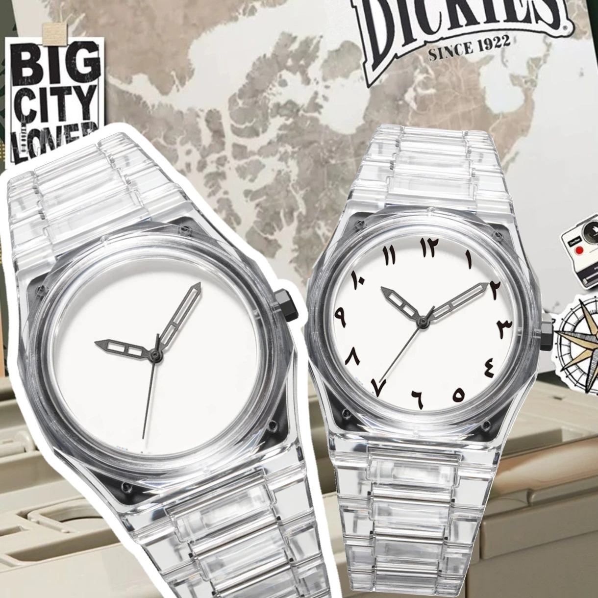 ساعة كوارتز بأرقام عربية إبداعية في الشرق الأوسط، تصميم شفاف، ساعة رياضية كاجوال للرجال #3