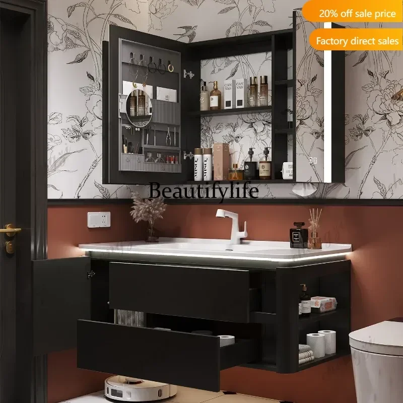 y45  Mirror Drawers Bathroom Cabinet Organizer Paper Modern Luxury Space Saver Partitions Cupboard Toilet Gabinete