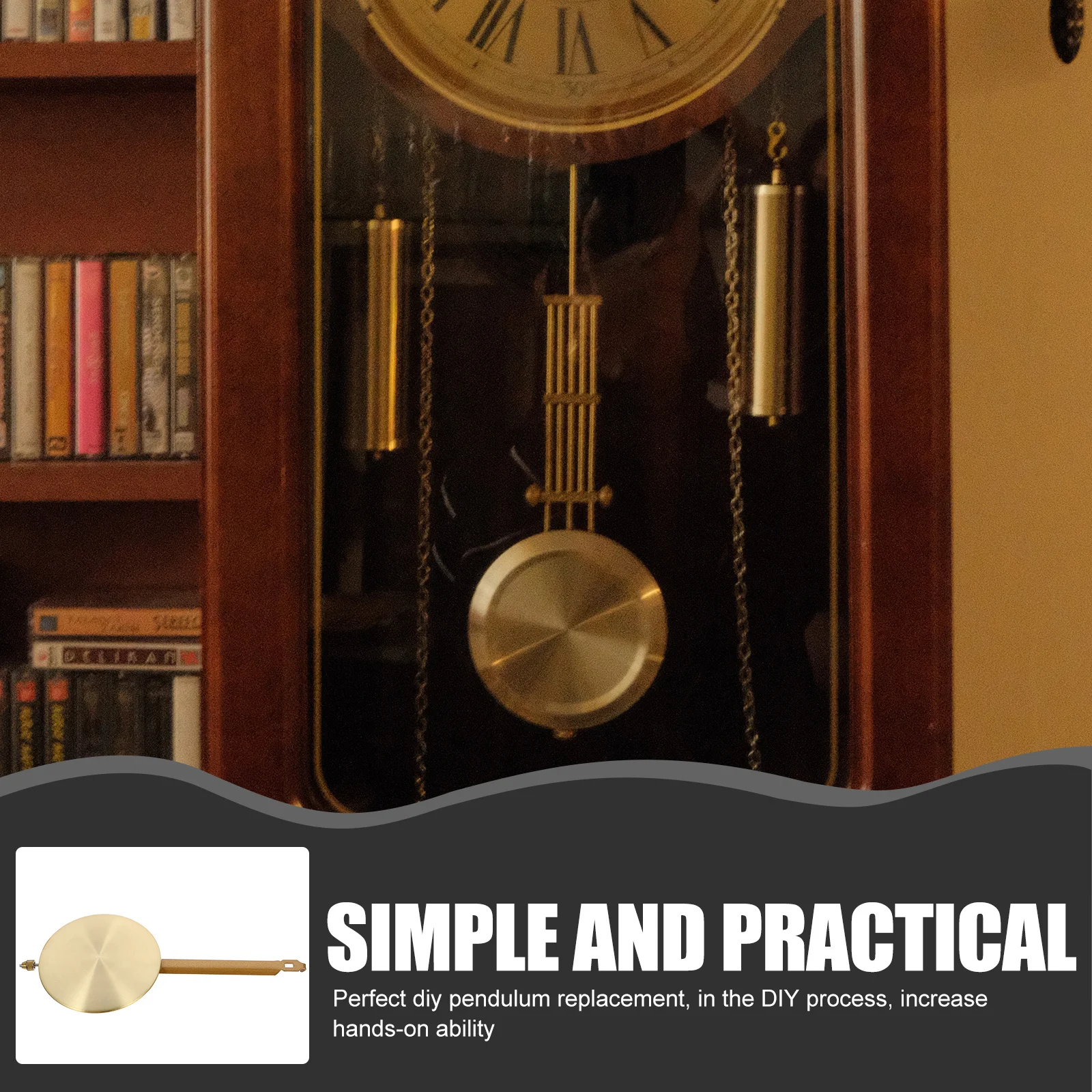 

OFFSCH Metal Pendulum for Wall Clock 20cm with Wooden Pole Clock Replacement Black Accessory for Floor Table Decor