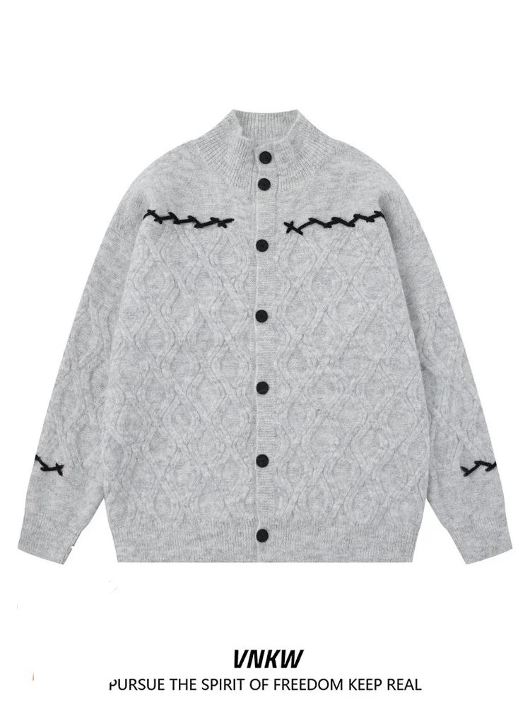 

Корейский свободный вязаный кардиган унисекс для мужчин и женщин, осенне-зимний, универсальный, повседневный, премиум-класса, теплый, однотонный