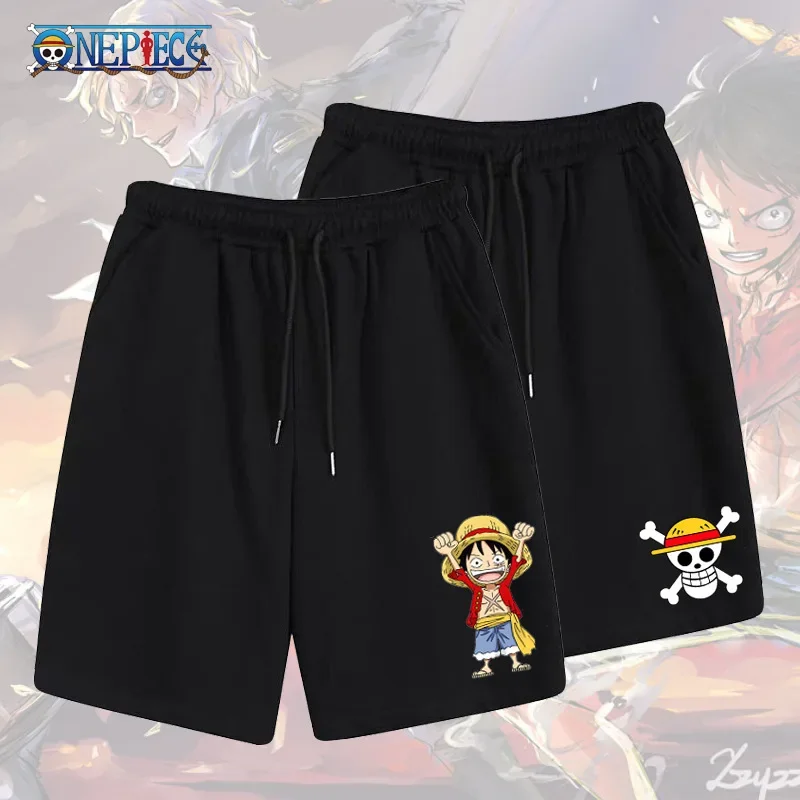 Summer Classic Cartoon Pirate King Cartoon Casual Pants for Men's Lufei Anime Peripheral Micro Elastic Loose Sports Shorts Trend