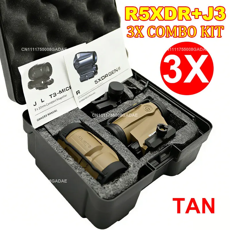 R5XDR GEN II + JULIET5 5X Combo Kit JULIET3 3X Vergrootglas Geweer Holografische Red Dot Richtkijker Omklapbaar 20mm Picatinny Montage
