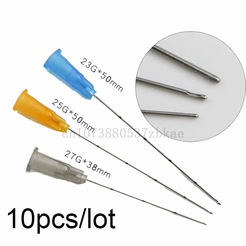 10packs/lot Disposable Fine Micro Cannula Blunt Needle Tips 25G/27G/30G needle tip Syringe Injection tattoo needles