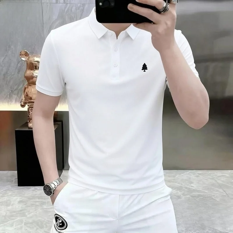 Camisa  Masculina TUCANO Nova de Verão com Manga Curta e Bordado, Casual, de Qualidade, para Negócios, em Mistura de Algo...