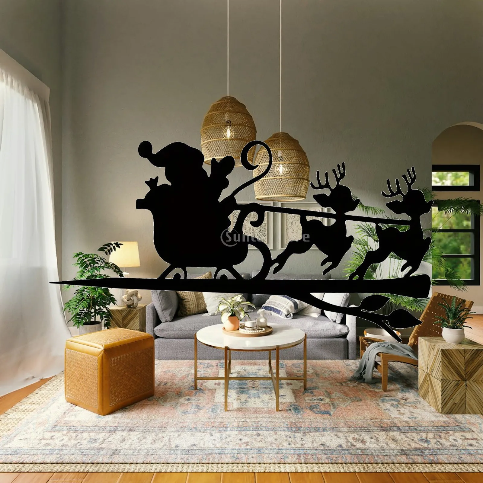 Tree Insertion Metal Art Multi Functional Stake Decorative Insert Crafts Iron Silhouette for Patio Outdoor Farmhouse Garden