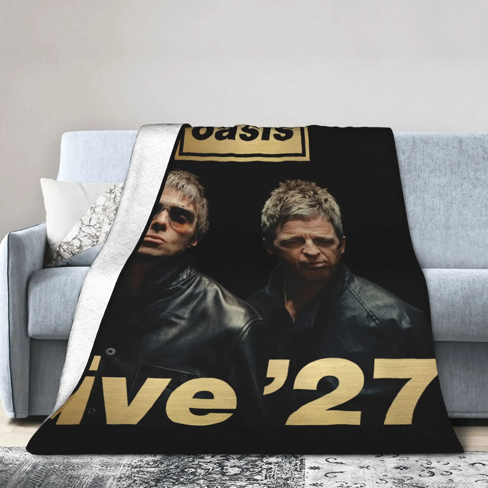 O-Oasis Live 27 Tour Rock Band Music Blanket Flannel Textile Portable Lightweight Throw Blankets for Sofa Couch Bedding Throws