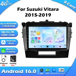 2 Din Touch Screen Android 16 Car Radio For Suzuki Vitara 2015-2019 Auto Multimedia Video Player CarPlay GPS Navigation WIFI+4G