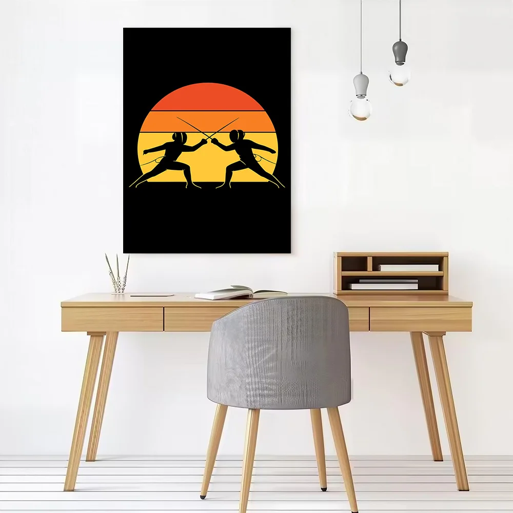 Fencers Fencing Duel Poster Canvas Wall Art Custom Photo Print Modern Painting for Fans Decor Living Room Decoration Wand Deko